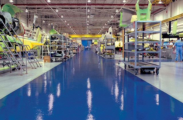 stonclad gs flooring in helicopter manufacturing facility